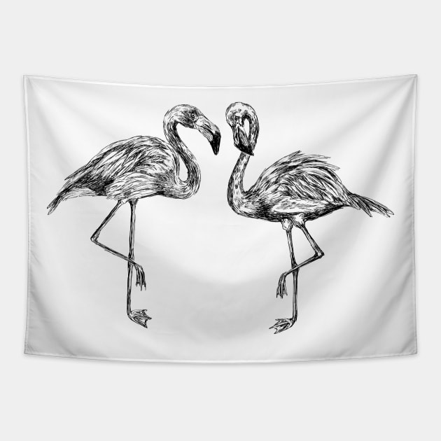 Flamingos Print Tapestry by rachelsfinelines