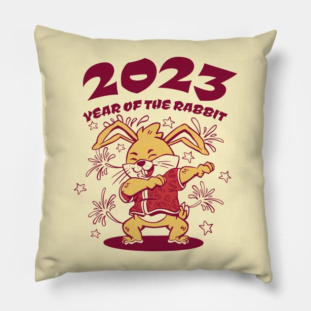 Dabbing for Luck: Celebrate Chinese New Year with a Rabbit Twist! Pillow by Life2LiveDesign