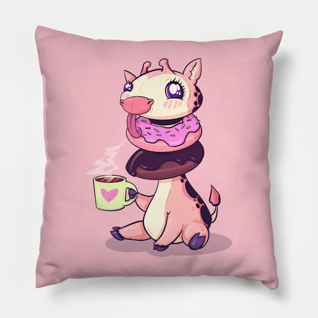 Giraffe Donuts Pillow by LVBart