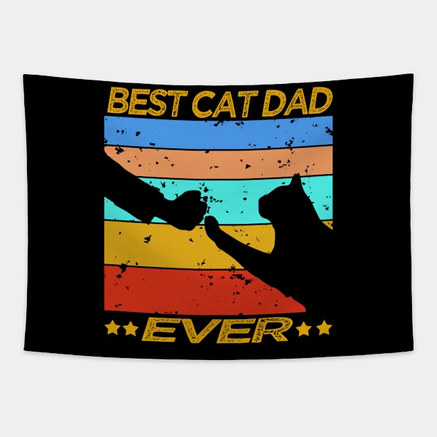 Best Cat Dad Ever Funny Tapestry by semsim