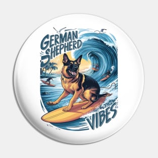 Wave Rider: A German Shepherd Surfing Pin