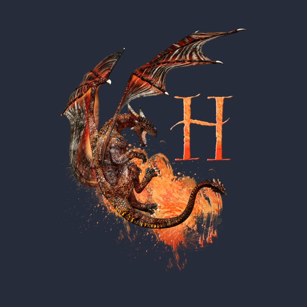 Drachen Buchstabe H by AndreaTiettje