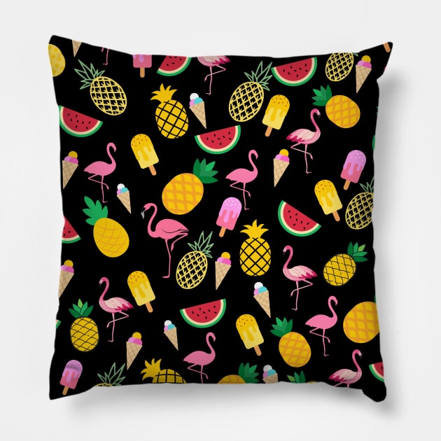 Pineapple and Flamingo Face Mask. Pillow by DakhaShop