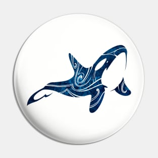 Tribal Orca (deep ocean color) Pin