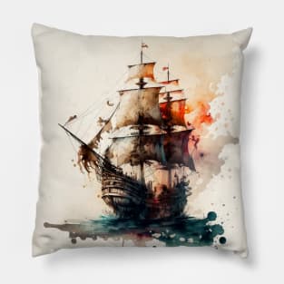 Pirate Ship watercolour Pillow