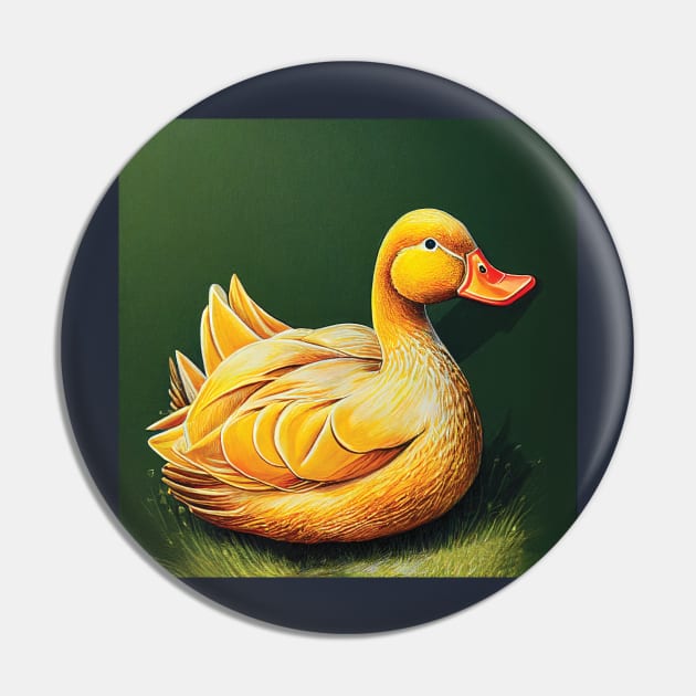 Farmyard Duck in an Illustrative Style Pin by Geminiartstudio