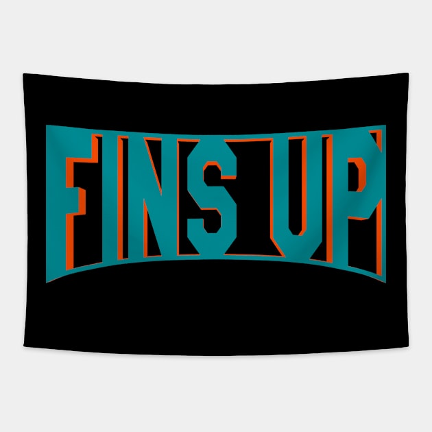 Fins Up  || Miami Dolphins Tapestry by Aloenalone