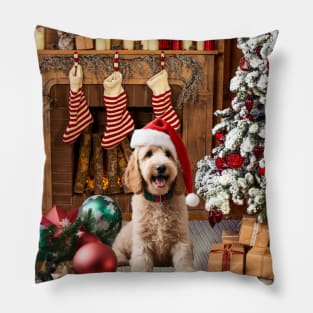 Goldendoodle/Labradoodle Christmas Scene Pillow