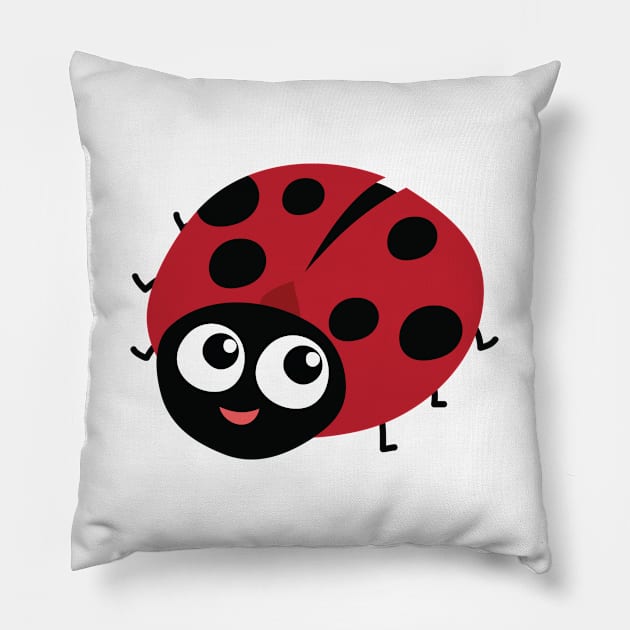 Happy Ladybug Pillow by Zodiac Mania