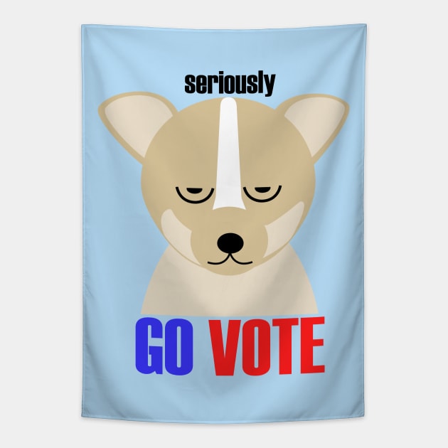 seiously go vote dog vector art Tapestry by tita