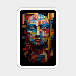 Cubist Dreams: A Surreal Urban Portrait Magnet