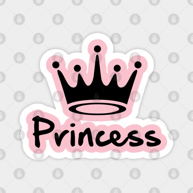 Girl Princess text print with crown Magnet by BeckyS23