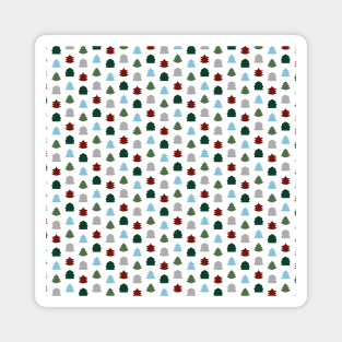 Colorful Ditsy Pine Tree Polka Dot - Red, Blue, Green, Grey - Cozy Winter Collection Magnet