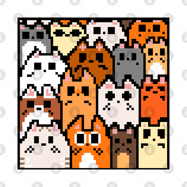 Kawaii Pixel art Cat Pattern by Neroaida