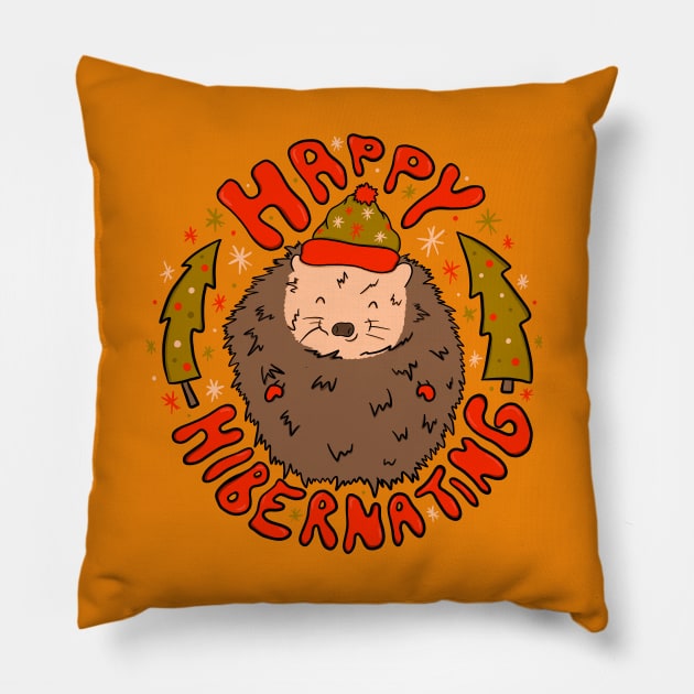 Happy Hibernating Pillow by Doodle by Meg