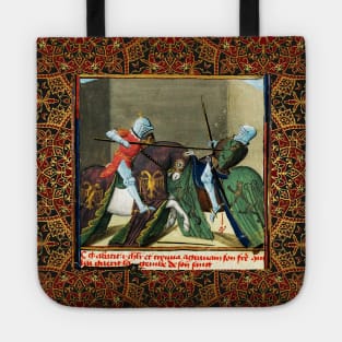 CYCLE LANCELOT- GRAIL, Fight Between Gawain And a Knight At the Strange Castle, Arthurian Legends Medieval Miniature Tote