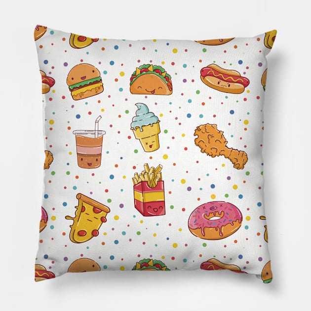 fast food Pillow by Houseofyhodie