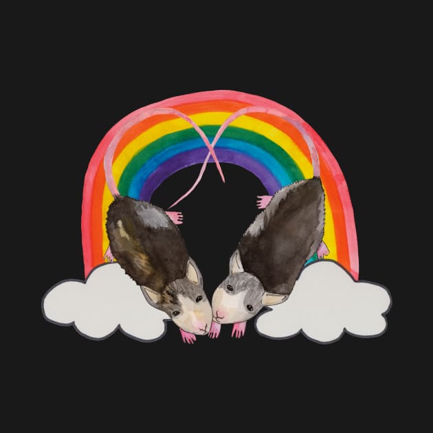 Two lovely rats with rainbow by deadblackpony