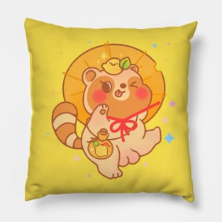 Happy Tanuki Yokai (Japanese Raccoon dog) Pillow