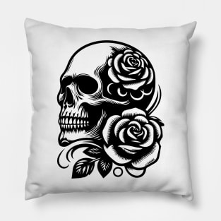 skull roses design Pillow