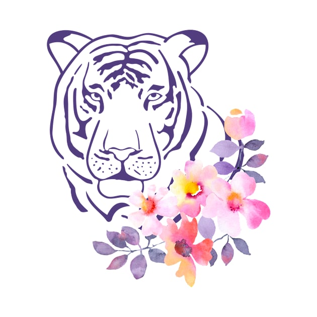 floral tiger face by MGuyerArt