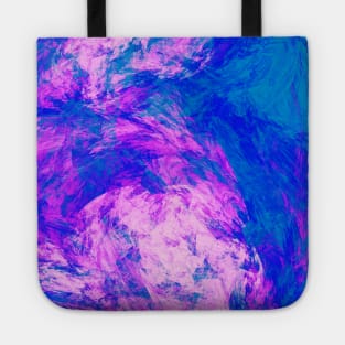Bubblegum Pink and Blue Burst Abstract Artwork Tote