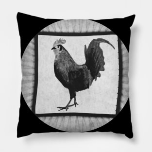 Little Red Rooster Black Pillow