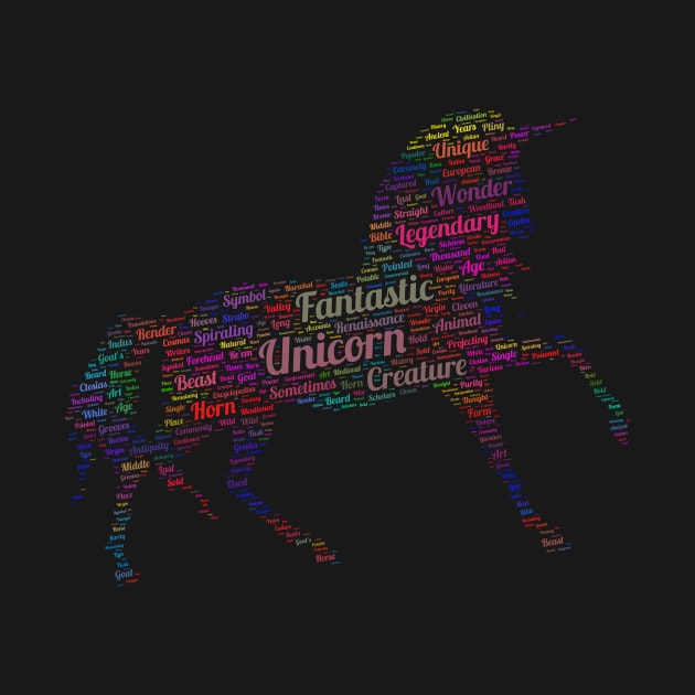 Unicorn Mystic Animal Horse Wildlife Text Word Cloud by Cubebox