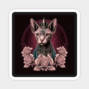 Goth Sphynx And Roses Magnet