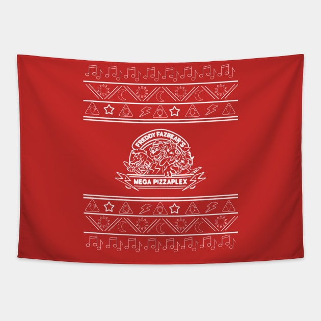 Ugly Mega Pizza Arcade Holiday Sweater Tapestry by SlothworksStudios