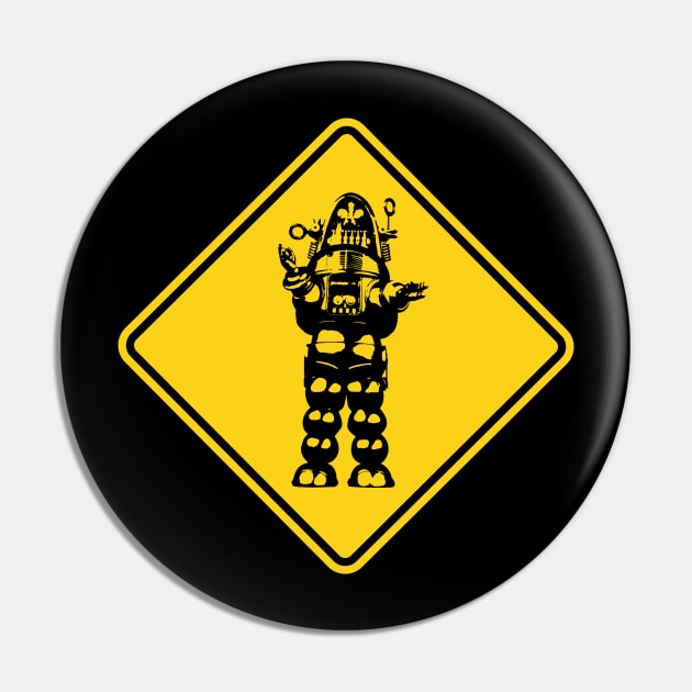 ROBOT CROSSING SIGN Pin by KERZILLA