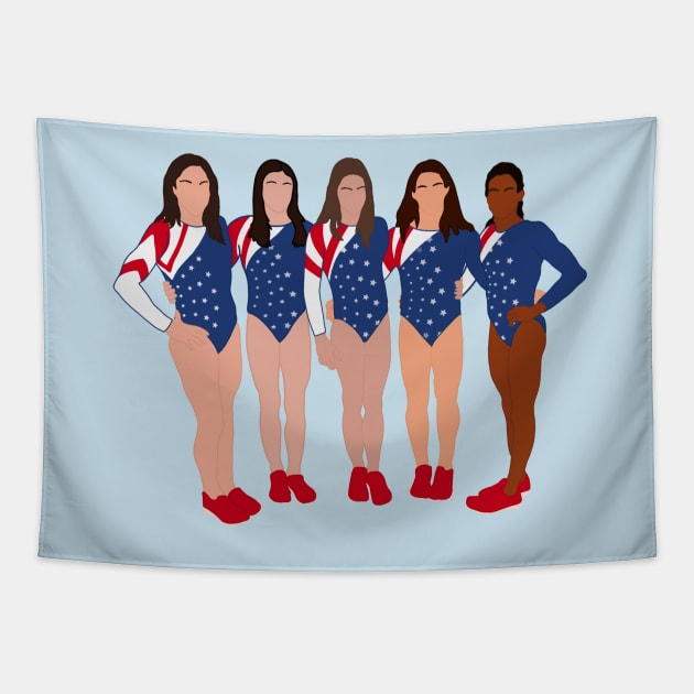 2012 Women’s Gymnastics Fierce Five Tapestry by GrellenDraws