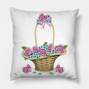 Floral Basket - Roses Basket Pillow