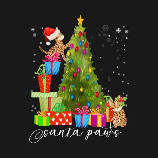 Cat Lover's Naughty Christmas Tree Santa Paws Holiday Gift T-Shirt