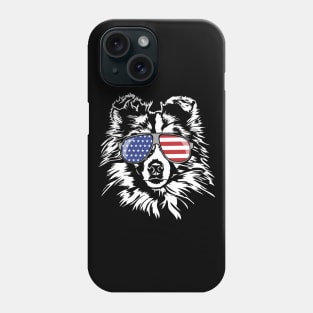 Funny Proud Shetland Sheepdog Sheltie American Flag sunglasses Phone Case