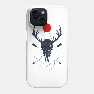 Deer Skull, Abstract Geometric Art, Black Design Phone Case