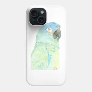 blue-winged macaw parrot portrait watercolor painting tropical pet v2 Phone Case