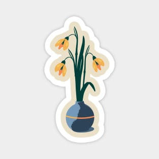 Minimalist Abstract Nature Art #51 Snowdrop Flower Indoor Plant in Retro Style Magnet