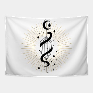 Magical Snake with Crystal under the Moon Tapestry