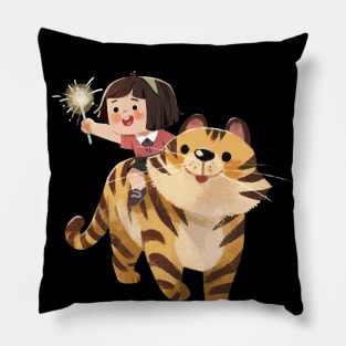 Girl with a tiger Pillow