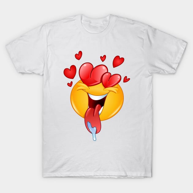 WHITE T SHIRT WITH RED HEART WITH EYES MOTIF