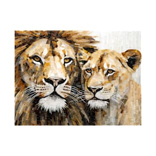 Lion Animal Art Decor Paint Mosaic T-Shirt