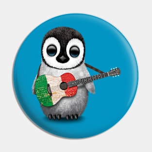 Baby Penguin Playing Italian Flag Guitar Pin