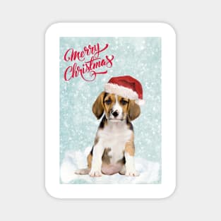 Beagle Puppy Merry Christmas Santa Dog Magnet