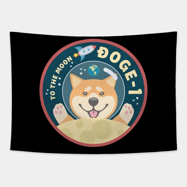 Doge 1 Moon Mission Tapestry by DesignCat