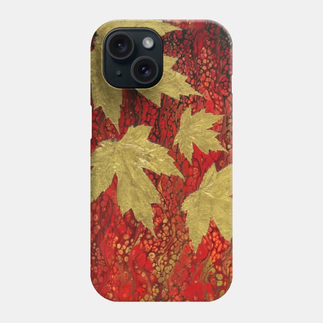 Fall Leaves on Red Phone Case by Stacie Marquez Art & More