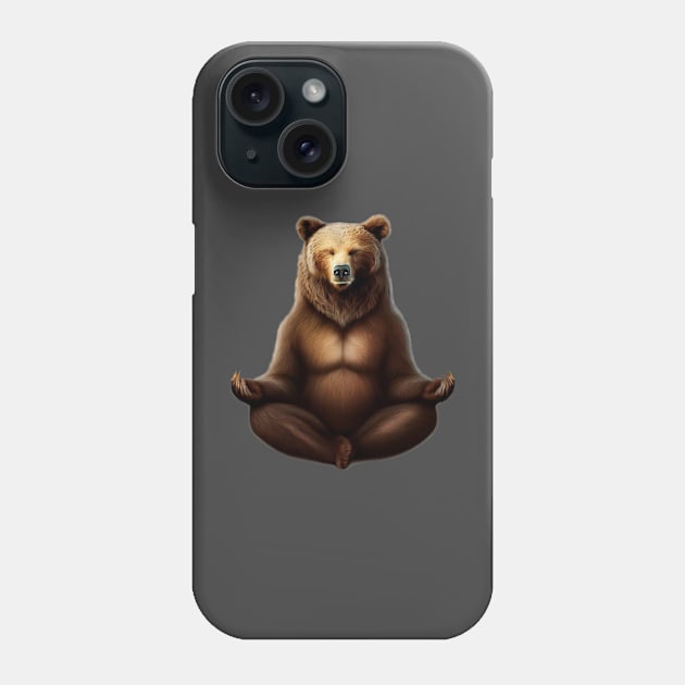 Zen Brown Bear Phone Case by Phoebe Bird Designs