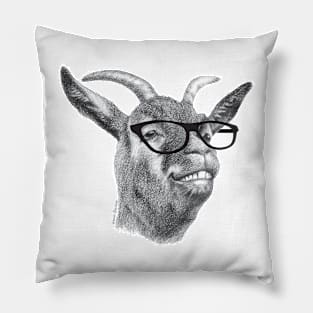 Smiling Hipster Goat Sketch Pillow