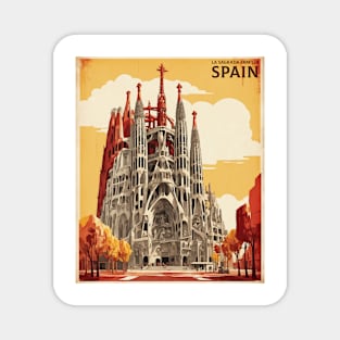 La Sagrada Familia Spain Travel Tourism Retro Vintage Magnet