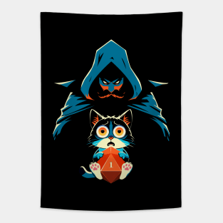 Funny Scared Cat with Game Master Tabletop RPG Tapestry